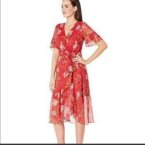 VINCE CAMUTO women’s red floral dress size 8